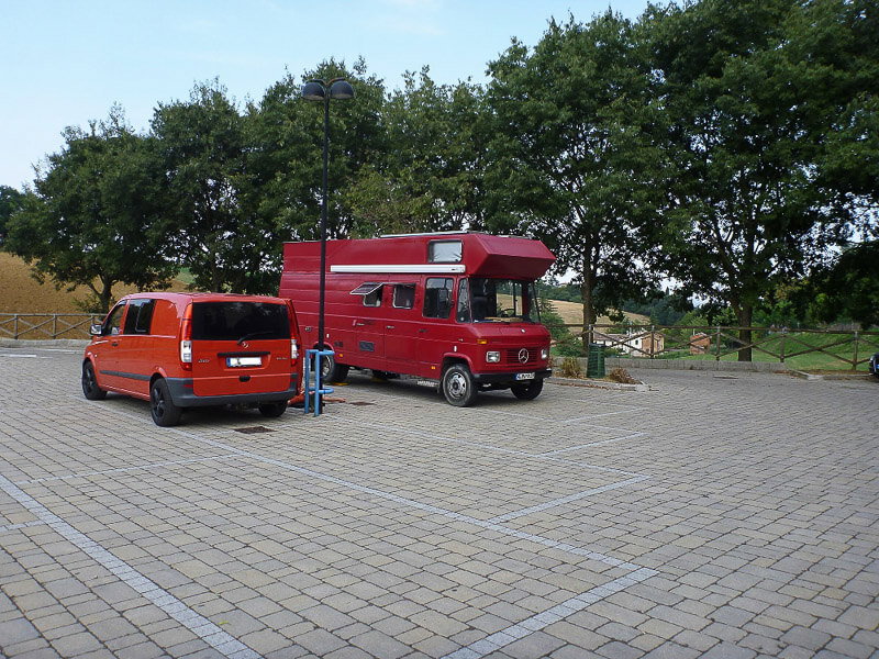 Kostenfreier Stellplatz für Wohnmobile in Dozza, Italien