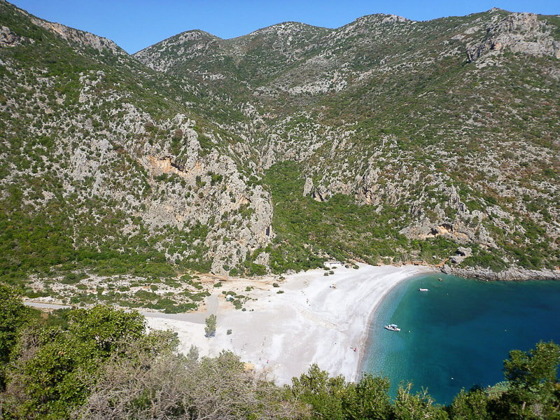 Vlychada Beach einer der schönsten Strände des Peloponnes, Griechenland