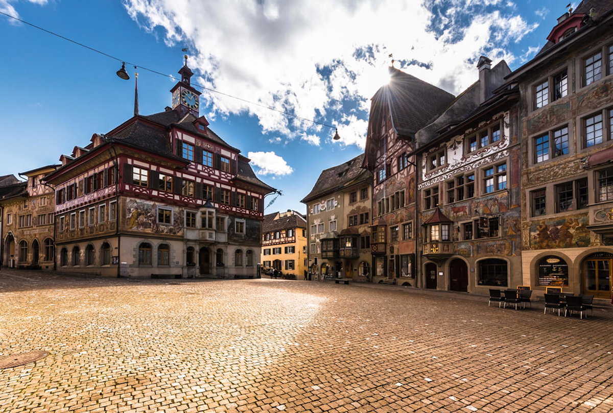 Blick auf den Rathausplatz in Stein am Rhein