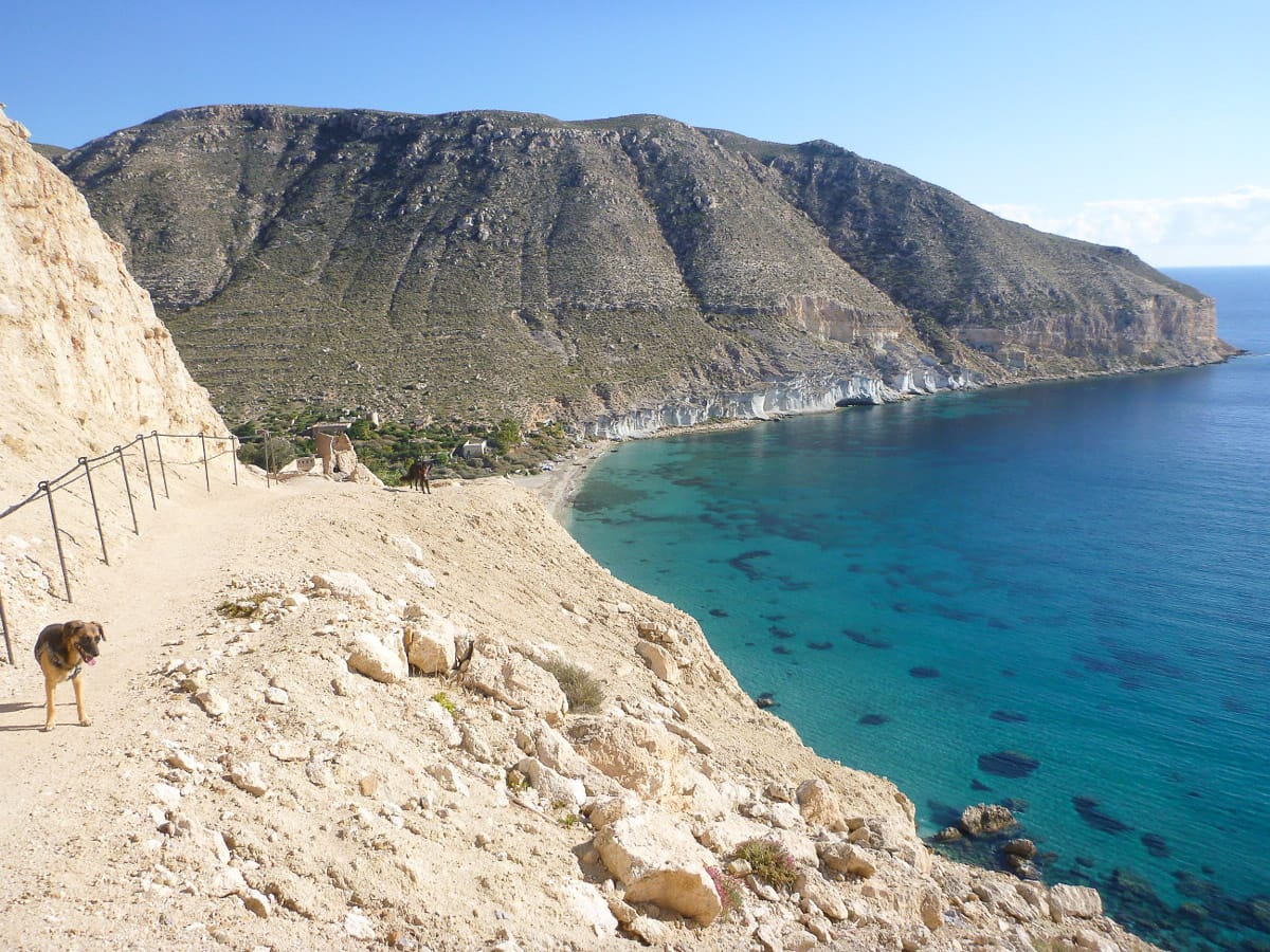 Blick auf einen See im Naturpark Cabo de Gata der als schoenes Reiseziel im Fruehjahr gilt