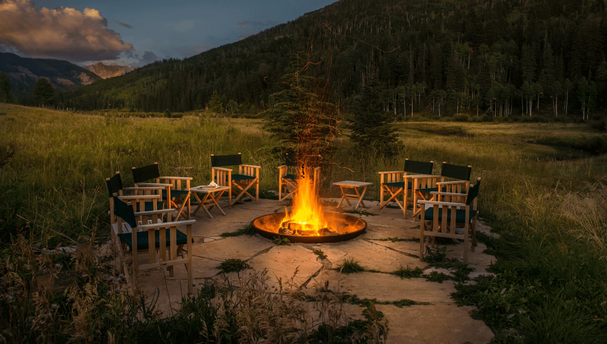 Glamping weltweit: Gemuetliche Feuerstelle in der Wildnis im Dunton River Camp
