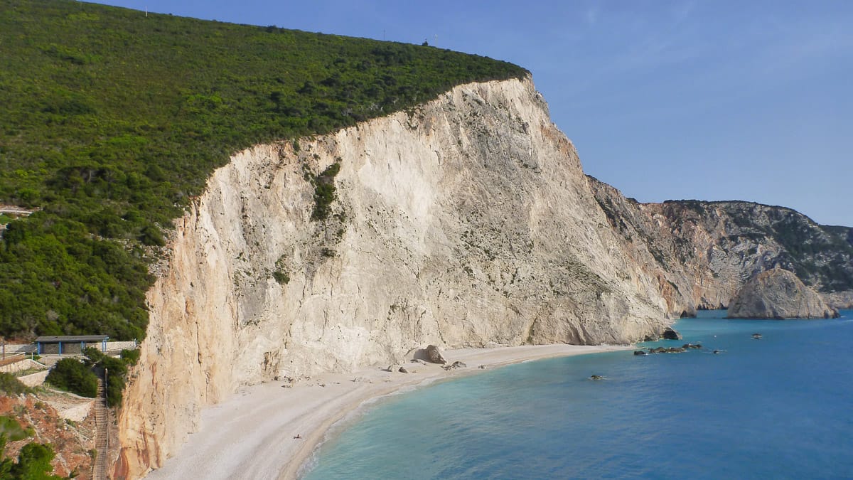Blick auf Porto Katsiki auf Lefkada in Griechenland