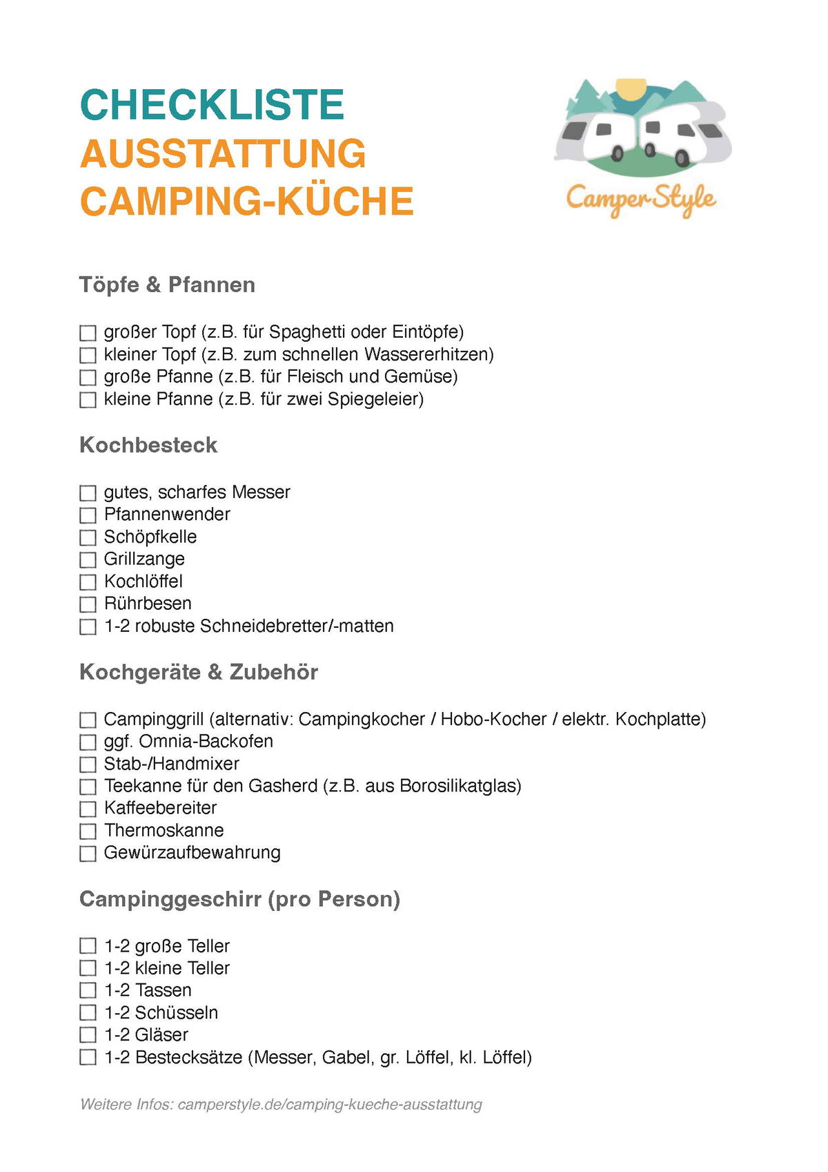Checkliste Grundausstattung Campingkueche Vorschaubild