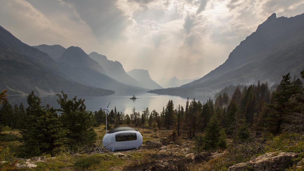 Ecocapsule in der Landschaft