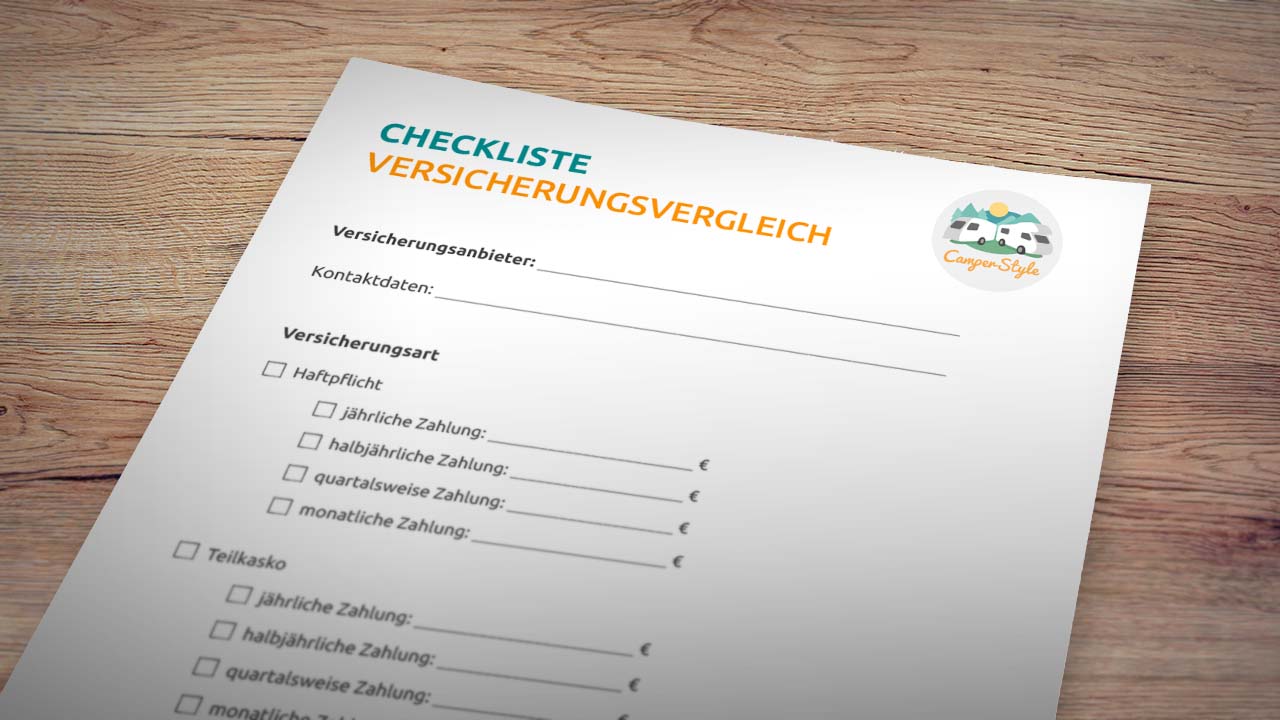 Wohnmobilversicherungen: Leistungen und Preise vergleichen - mit Checkliste