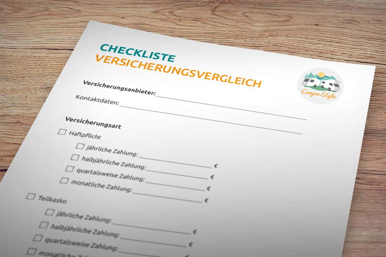 Wohnmobilversicherungen: Leistungen und Preise vergleichen - mit Checkliste