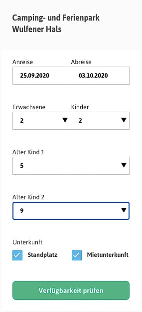 Angaben zum Campingplatz buchen