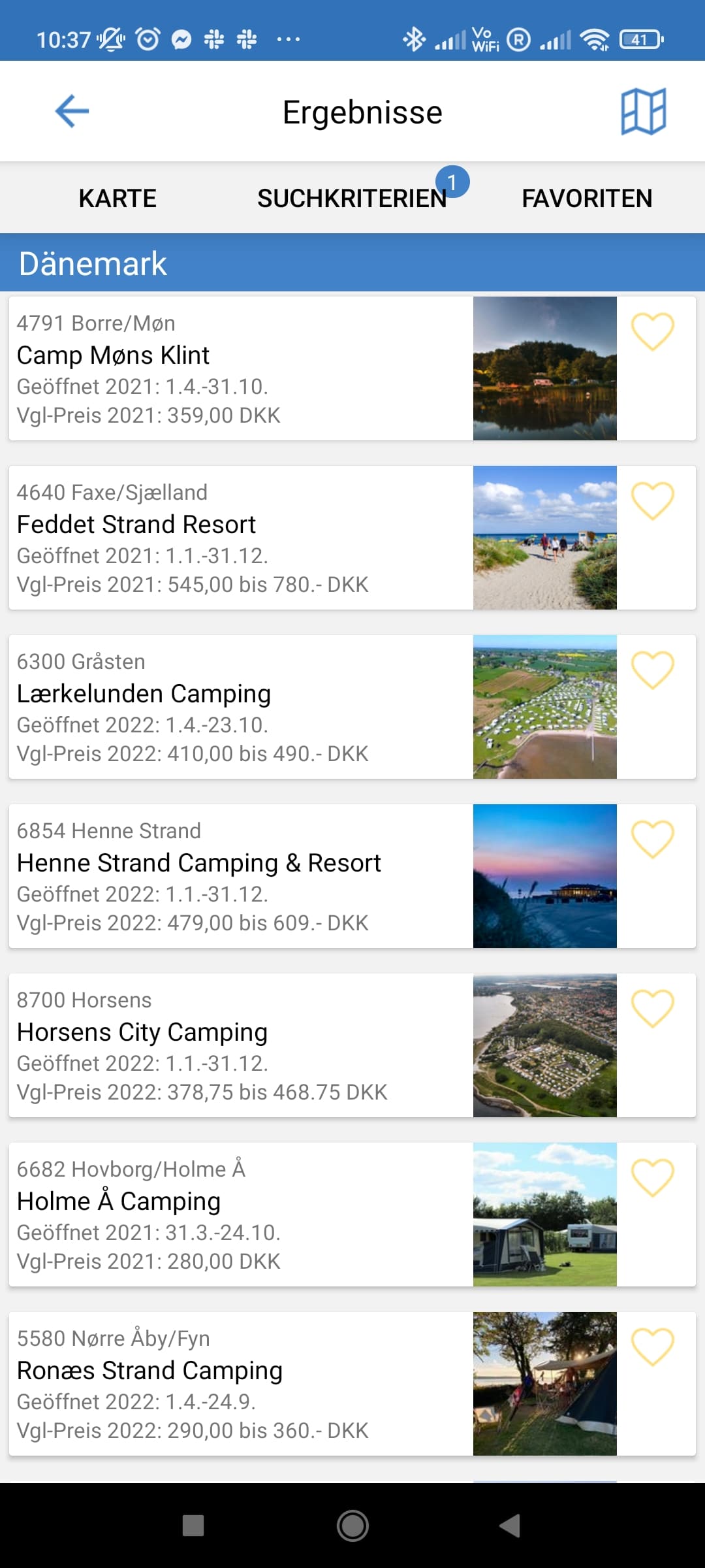 ADAC Camping- und Stellplatzführer App – Liste aller Campingplätze mit Fotoanzeige