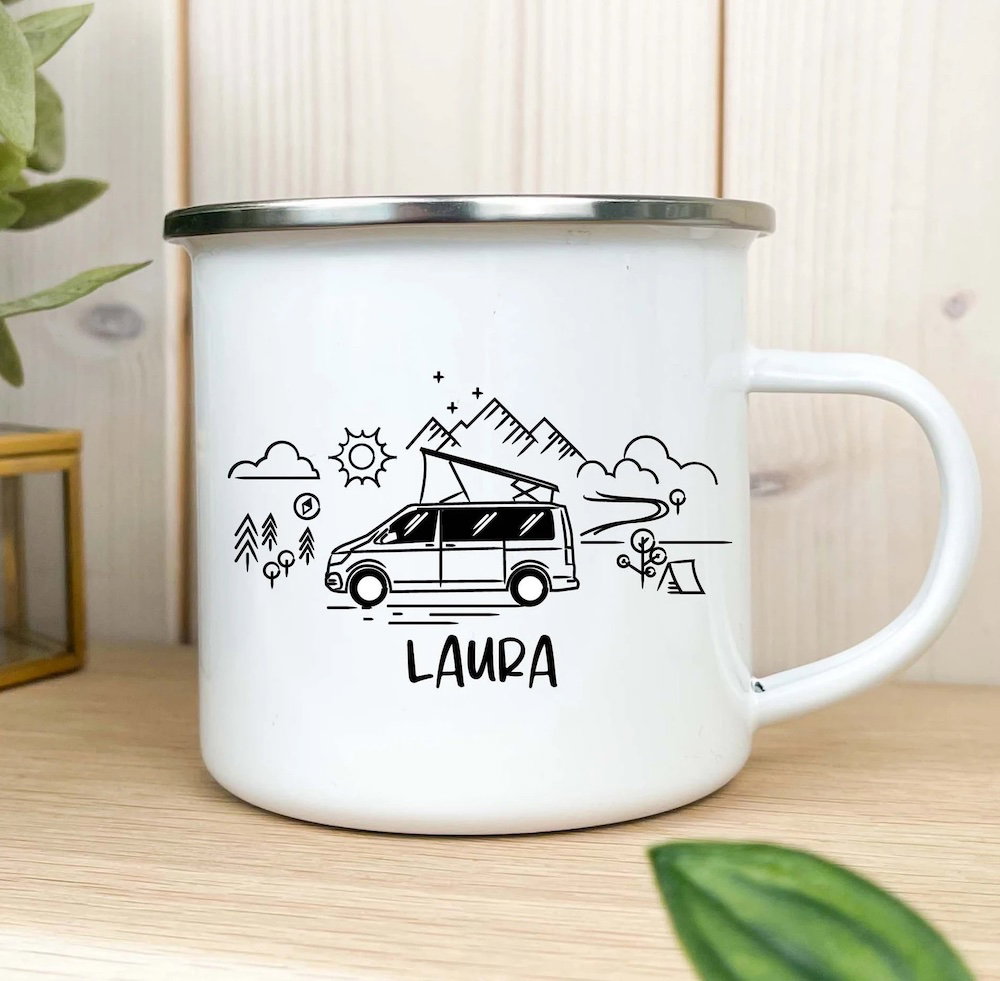 Emailletasse als Camper Geschenk von CamperVanStore bei etsy