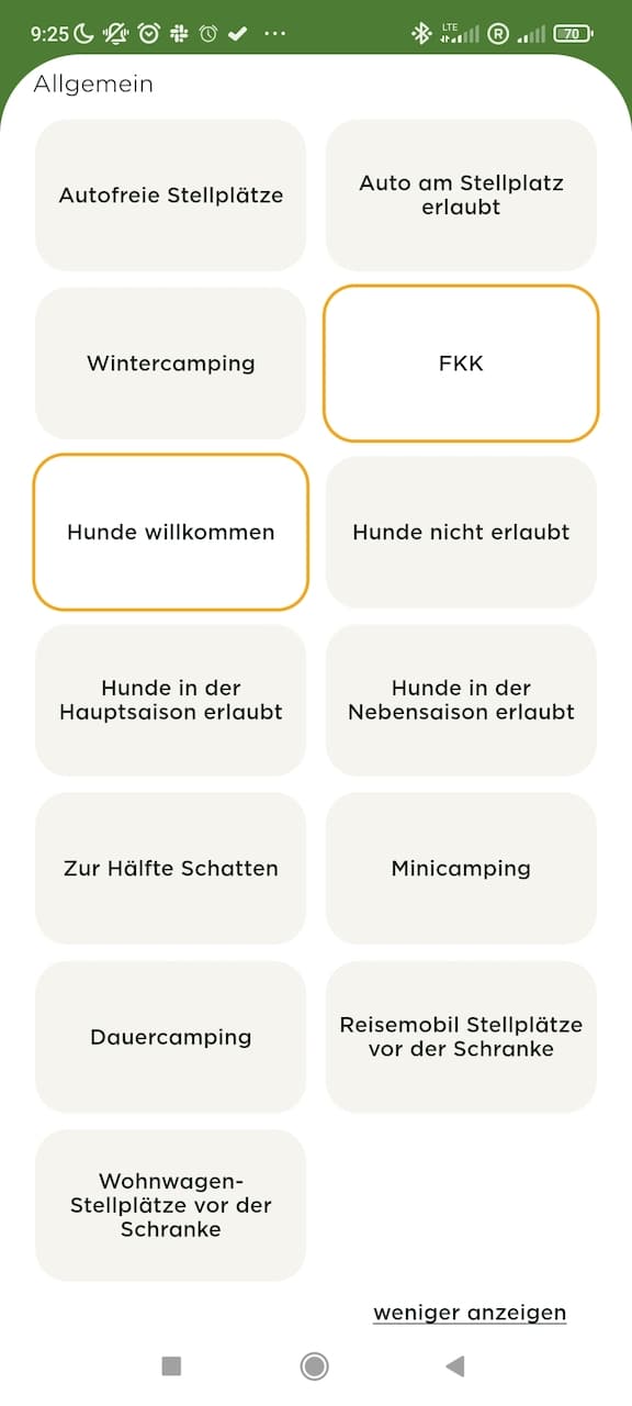 Camping Apps camping.info Platzauswahl