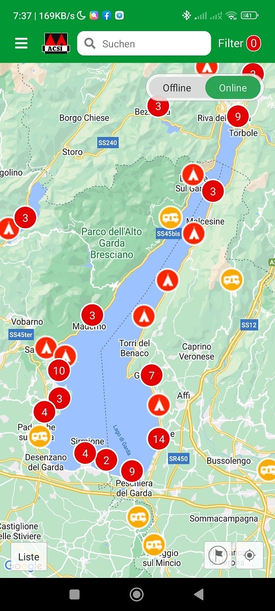 Camping Apps ACSI Karte