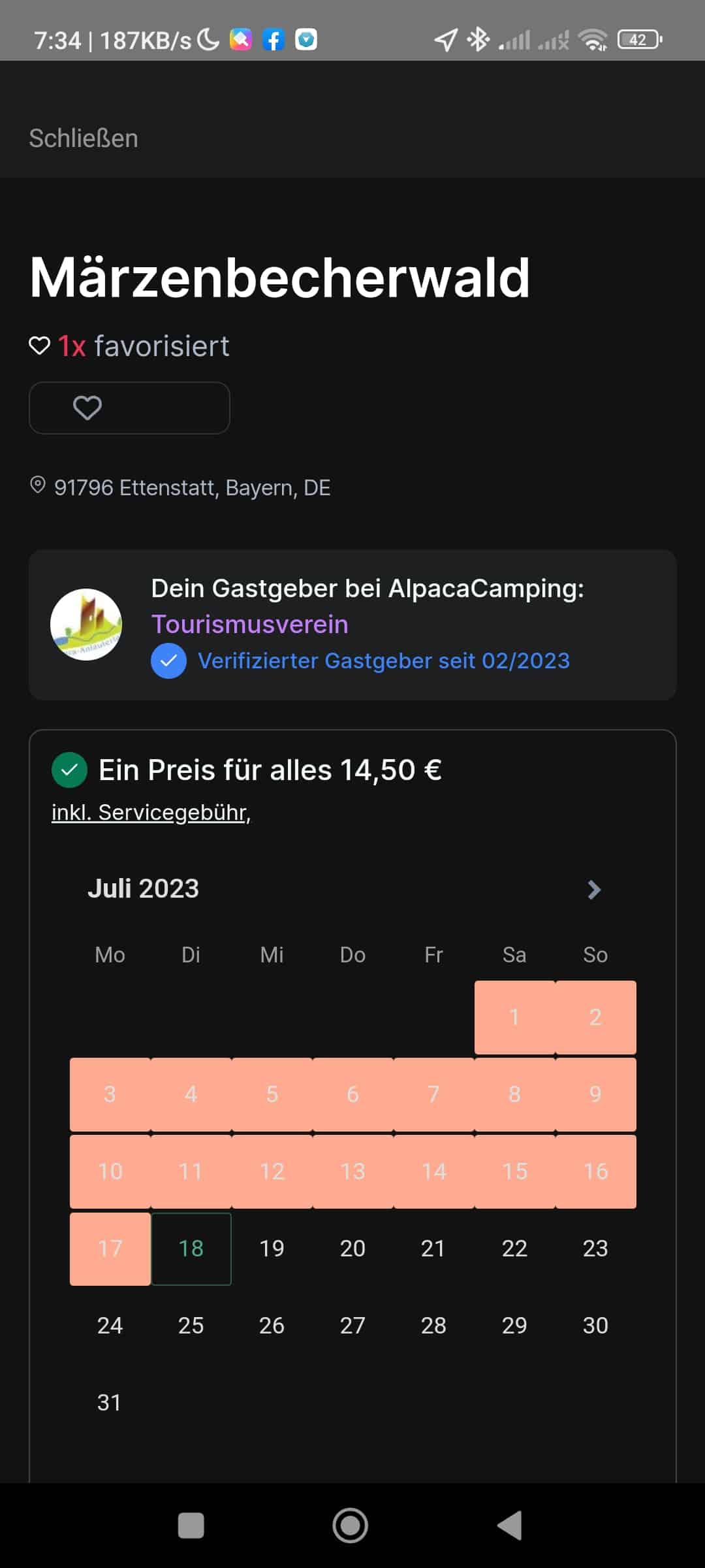 Camping Apps Alpaca Buchung