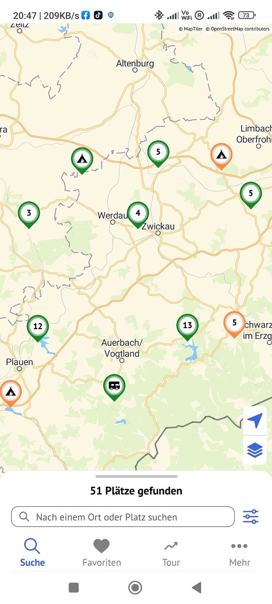 Camping Apps promibil Karte