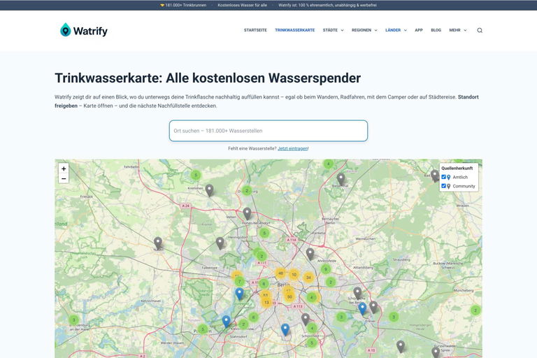 Camper aufgepasst: Mit dieser App findest du immer gratis Trinkwasser – über 180.000 Spots in Europa!