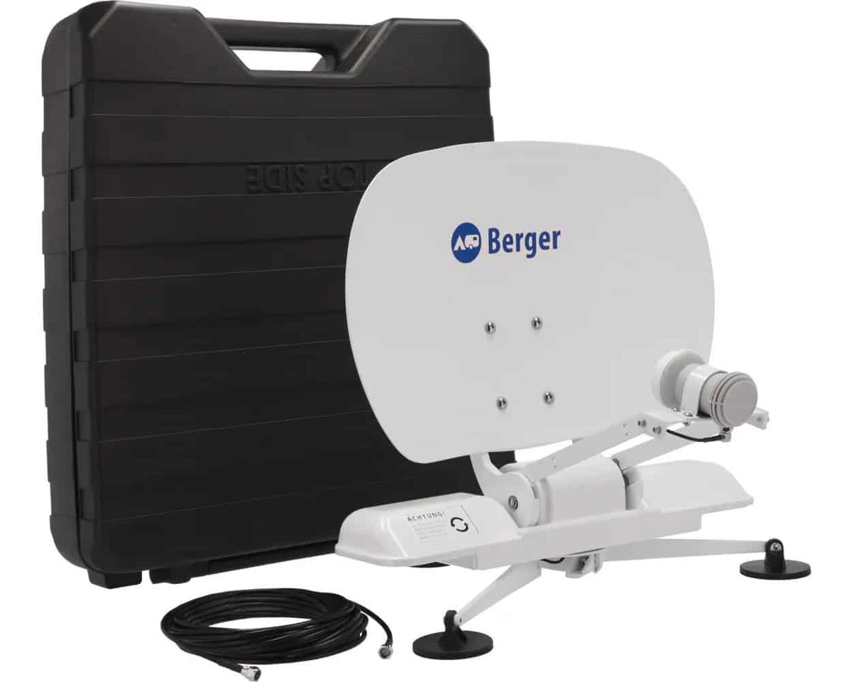 Hochwertige Satellitenantenne für Wohnmobile und Camper, einfache Installation, optimale Signalqualität.