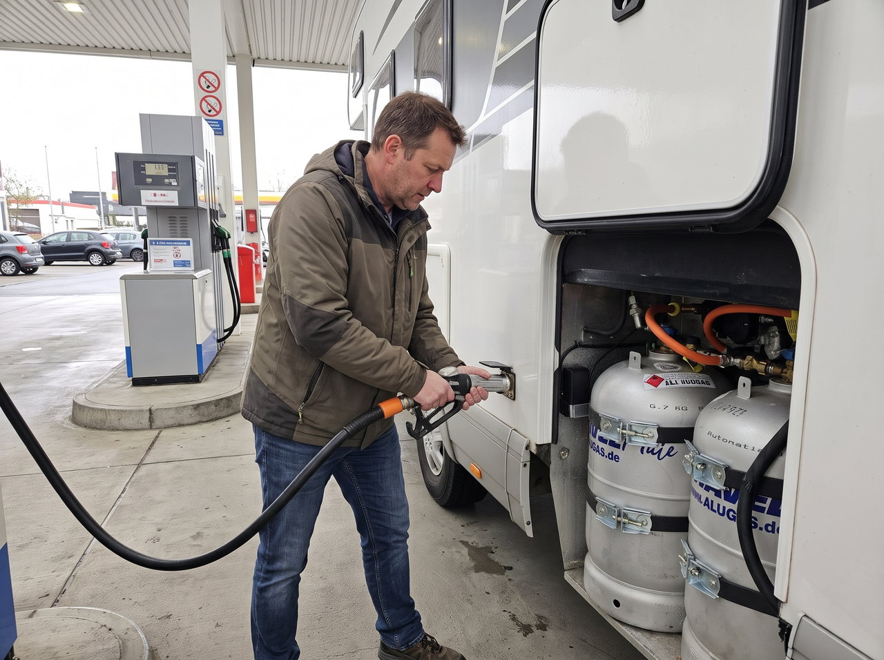 Endlich offiziell: Gastankflaschen im Wohnmobil dürfen ab sofort an der Tankstelle befüllt werden – unter einer Bedingung